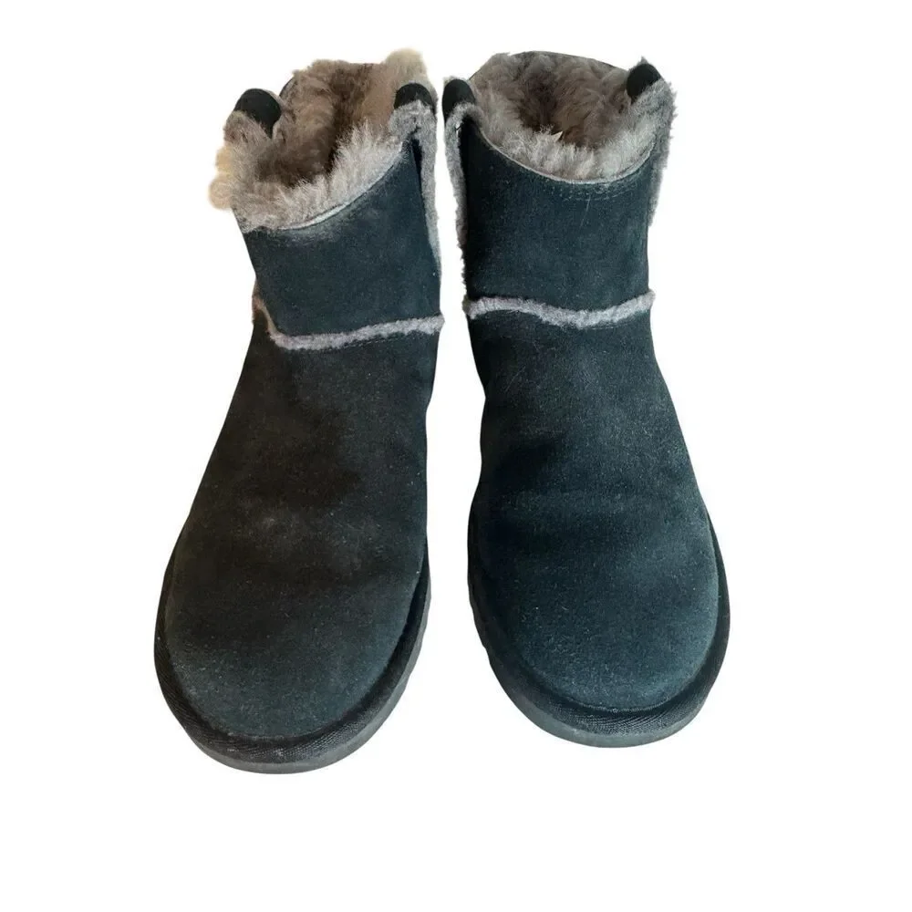 UGG CLASSIC MINI SPILL SEAM WOMEN BOOTS SUEDE BLACK US 9
